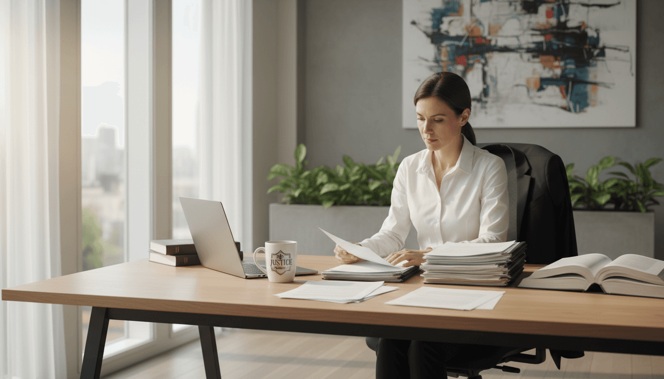 Lawyer reviewing legal documents