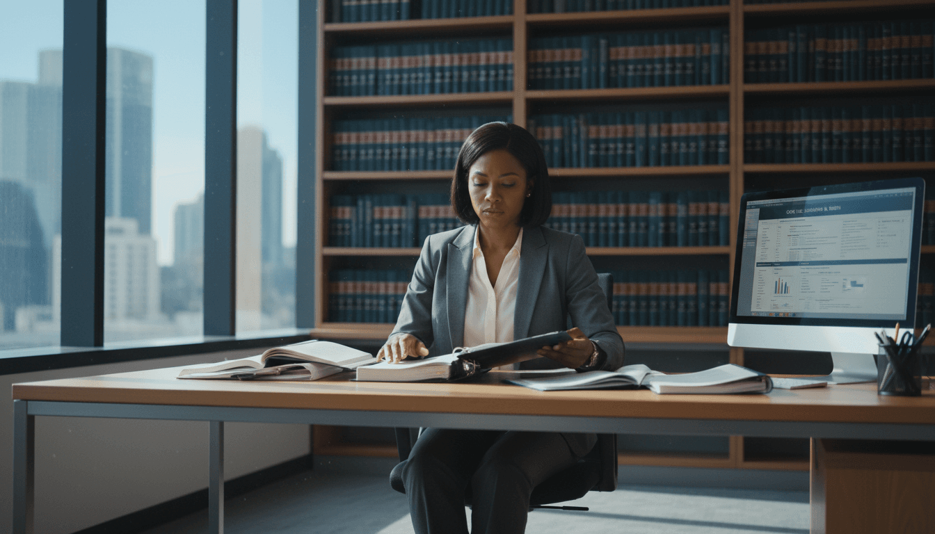 Professional reviewing legal documents